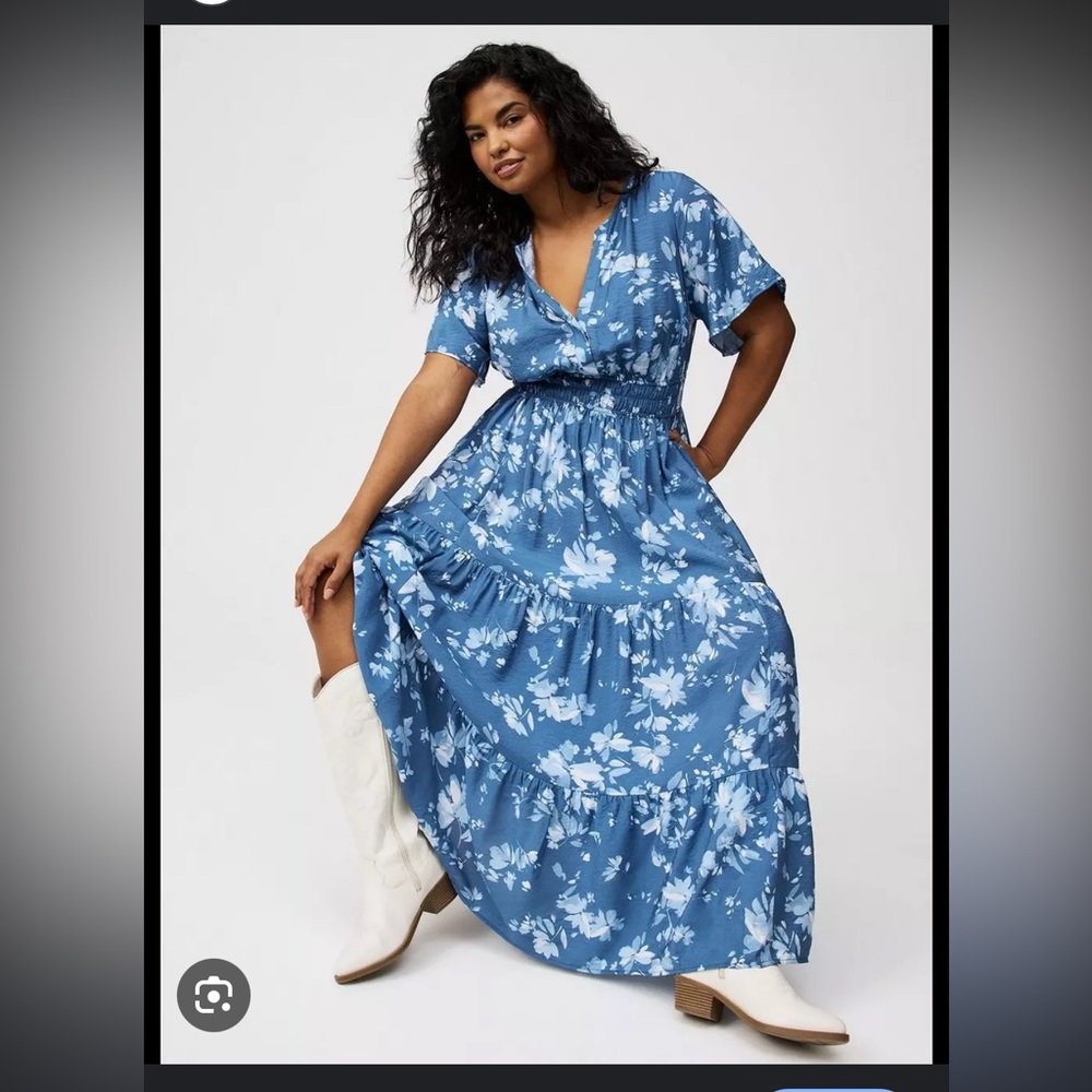 Torrid Blue Floral Maxi Dress - Picture 3 of 3